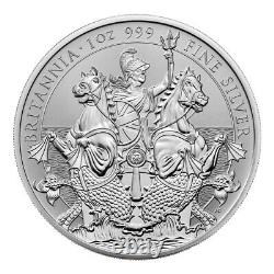 2023 1 Oz Britannia. 999 Silver Proof & Reverse Proof 2 Coin Set / Mintage 520
