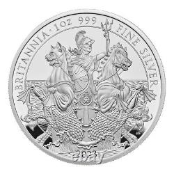 2023 1 Oz Britannia. 999 Silver Proof & Reverse Proof 2 Coin Set / Mintage 520