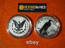 2023 $1 S Reverse Proof Silver Peace & Morgan Dollar With Box/coa 2 Coin Set