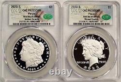 2023 $1 S Silver Morgan & Peace Dollar 2 Coin Set CAC PR70 First Day of Delivery