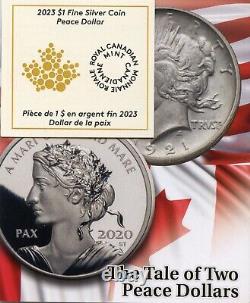 2023 Canada Peace Dollar 1 Oz Silver Proof UHR Pulsating Rose Gilt $1 Coin JP062