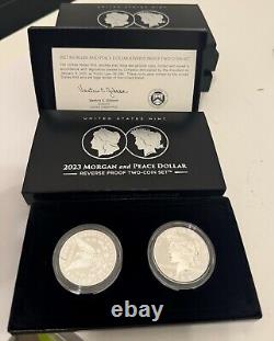 2023 Morgan and Peace Silver Dollar Two-Coin Reverse Proof Set US Mint Box & COA