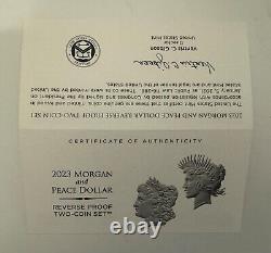 2023 Morgan and Peace Silver Dollar Two-Coin Reverse Proof Set US Mint Box & COA