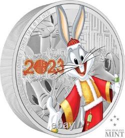 2023 Niue Looney Tunes Year of the Rabbit Bugs Bunny 3oz Silver Coloured Proof C