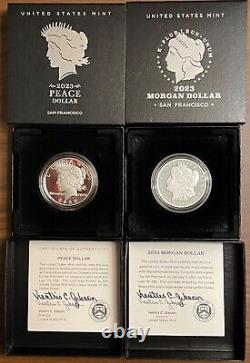2023 S $1 Proof Morgan & Peace Silver Dollar With Signed Coas Ventris C Gibson