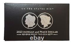 2023-S 2x1 Oz Silver Reverse Proof MORGAN N PEACE DOLLAR 2 Coins Set