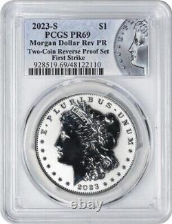 2023-S Morgan Silver Dollar Two-Coin Reverse Proof Set PR69 FS PCGS Morgan Label