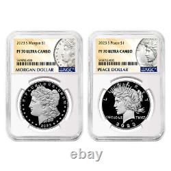 2023-S Proof $1 Morgan and Peace Silver Dollar 2pc Set NGC PF70UC Morgan & Peace
