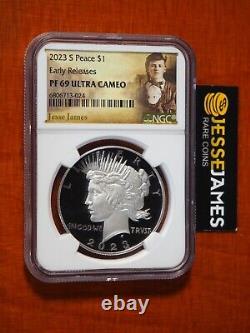 2023 S Proof Silver Peace Dollar Ngc Pf69 Ultra Cameo Er Jesse James Label