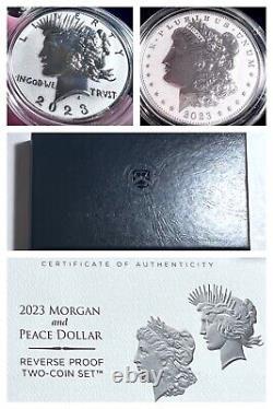 2023 S Reverse Proof $1 Morgan & Peace Silver Dollar 2pc Set Box US Mint OGP COA