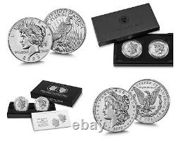 2023 S Reverse Proof $1 Morgan & Peace Silver Dollar 2pc Set Box US Mint OGP COA