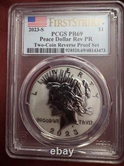 2023 S Reverse Proof Silver Peace & Morgan Dollar Pcgs Pr69 First Strike