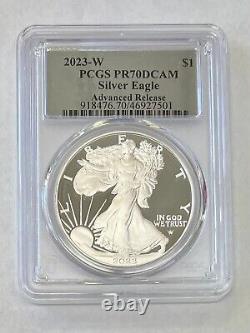 2023-W $1 Proof Silver Eagle PCGS PR70 Advanced Release Silver Foil IN STOCK
