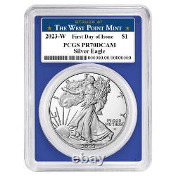 2023-W Proof $1 American Silver Eagle PCGS PR70DCAM FDOI West Point Label Blue F