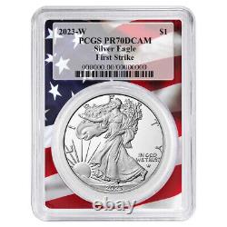2023-W Proof $1 American Silver Eagle PCGS PR70DCAM FS Flag Frame