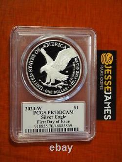 2023 W Proof Silver Eagle Pcgs Pr70 Dcam Emily Damstra Signed First Day Of Issue
