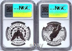 2023 s reverse proof morgan peace silver dollar set ngc rp 70 fdoi 1st in hand