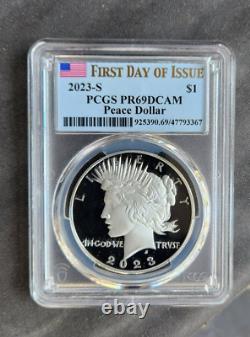 2023 s silver proof Peace Dollar PCGS PR 69 DCAM First day of Issue