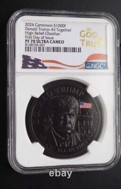 2024 CAMEROON PROOF SILVER OBSIDIAN DONALD TRUMP NGC PF70 HR! Cheapest On eBay