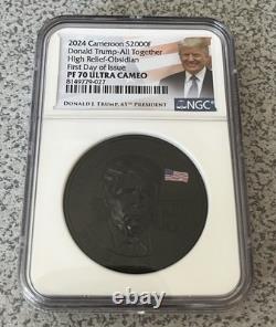2024 Cameroon 2000F 2oz Silver Proof Obsidian Donald Trump NGC PF70 UCAM FDOI
