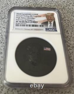 2024 Cameroon 2000F 2oz Silver Proof Obsidian Donald Trump NGC PF70 UCAM FDOI