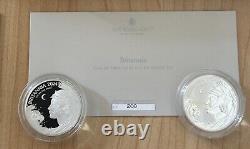 2024 Great Britain BRITANNIA 2x 1 oz Silver Proof Reverse Frosted OGP 2-COIN SET