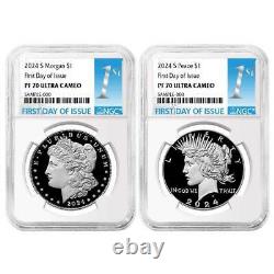 2024-S $1 Proof Morgan and Peace Silver Dollar 2pc Set NGC PF70UC FDI First L