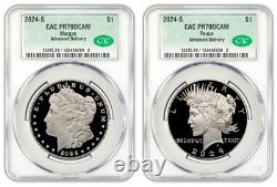 2024-S (PR70) Proof Morgan & Peace Dollar (2 Coin) CACG Advanced Delivery AD CAC