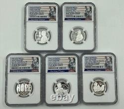 2024 S SILVER PROOF SET American Women FIRST RELEASESAWQ 5-COIN NGC PF 69 F-02