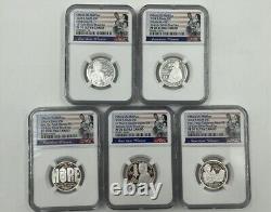 2024 S SILVER PROOF SET American Women FIRST RELEASES AWQ 5-COIN NGC PF 70 F-01