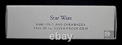 2024 Star Wars Han Solo & Chewbacca Silver Proof 1 oz Coin UK Box & COA