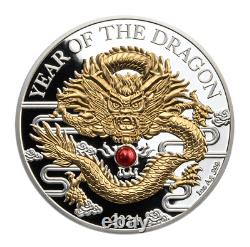 2024 Vanuatu Lunar Year of the Dragon 1oz Silver Proof with Pearl Insert Coin
