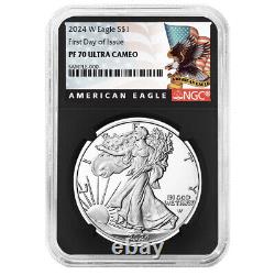 2024-W Proof $1 American Silver Eagle NGC PF70UC FDI Black Label Retro Core