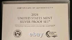 2024-s Silver Proof Set? Full 10 Coin Set? Us Mint Ogp Box & Coa