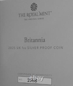2025 BRITANNIA 2 POUNDS CHARLES III 1oz SILVER PROOF COIN OGP DISPLAY BOX & COA