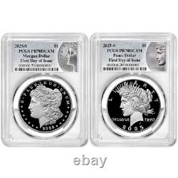 2025-S Proof $1 Morgan and Peace Silver Dollar 2pc Set PCGS PR70DCAM FDOI