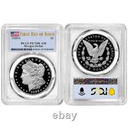 2025-S Proof $1 Morgan and Peace Silver Dollar 2pc Set PCGS PR70DCAM FDOI Flag