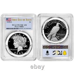 2025-S Proof $1 Morgan and Peace Silver Dollar 2pc Set PCGS PR70DCAM FDOI Flag