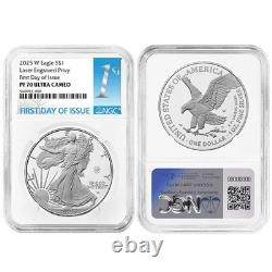 2025-W Proof $1 American Silver Eagle Laser Beam Privy NGC PF70UC FDI First