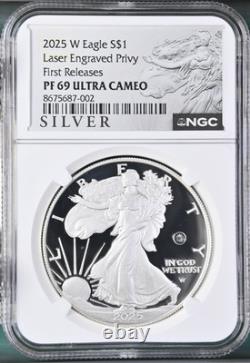 2025 W Silver Eagle S$1 Laser Privy NGC PF69 Ultra Cameo First Releases #432