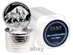 20 American Buffalo 1oz. 999 Silver Proof-like Liberty, Independence, Freedom BU