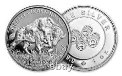 20 American Buffalo 1oz. 999 Silver Proof-like Liberty, Independence, Freedom BU