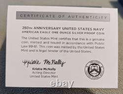 250th Anniversary United States Navy American Eagle One Ounce Silver Proof Coin