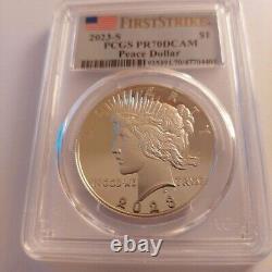 2-2023-S Peace Silver Dollar Proof Coin PCGS PR70 DCAM FS (Flag Label)