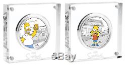 2-Coin Set 2019 The Simpsons Homer & Bart Simpson 1oz $1 Silver 99.99% Proof
