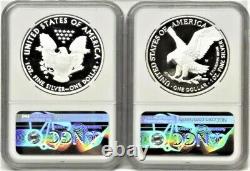 2 Coin Set 2021 W Proof Silver Eagle, Type 1 & 2, Ngc Pf70uc, 35th Anniversary
