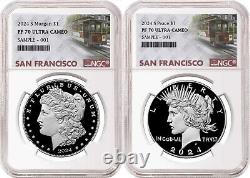 2 coin set 2024 morgan and peace proof silver dollars ngc pf 70 uc sf