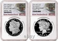 2 coin set 2024 morgan peace proof silver dollars ngc pf 69 uc first releases sf