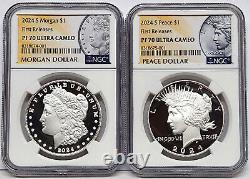 2 coin set 2024 morgan peace proof silver dollars ngc pf 70 uc first releases