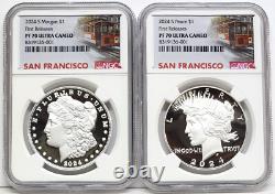 2 coin set 2024 morgan peace proof silver dollars ngc pf 70 uc first releases sf